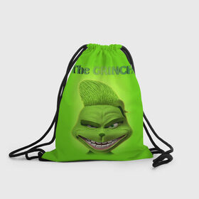 Рюкзак-мешок 3D с принтом Grinch Face в Рязани, 100% полиэстер | плотность ткани — 200 г/м2, размер — 35 х 45 см; лямки — толстые шнурки, застежка на шнуровке, без карманов и подкладки | Тематика изображения на принте: christmas | claus | grinch stole | how the | jingle | merry | santa | гринч | гуманоид | диккенс | ктоград | олени | рождество | снежинки | чарльз