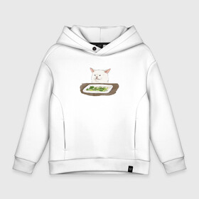 Детское худи Oversize хлопок с принтом Woman Yelling At Cat Meme в Рязани, френч-терри — 70% хлопок, 30% полиэстер. Мягкий теплый начес внутри —100% хлопок | боковые карманы, эластичные манжеты и нижняя кромка, капюшон на магнитной кнопке | Тематика изображения на принте: cat | cat meme | женщина кричит на кота | интернет | кот | кот мем | котейка | котенок | кошак | мем | приколы