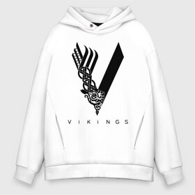 Мужское худи Oversize хлопок с принтом VIKINGS в Рязани, френч-терри — 70% хлопок, 30% полиэстер. Мягкий теплый начес внутри —100% хлопок | боковые карманы, эластичные манжеты и нижняя кромка, капюшон на магнитной кнопке | series | series vikings | vikings | викинги | сериал | сериал викинги