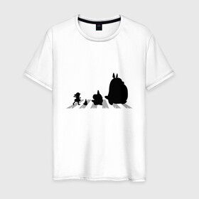 Мужская футболка хлопок с принтом Totoro Beatles в Рязани, 100% хлопок | прямой крой, круглый вырез горловины, длина до линии бедер, слегка спущенное плечо. | abbey road | beatles | forest | friend | ghibli | japan | keeper | miyazaki | music | nature | neigbor | neighbo | rock | totoro | анимация | аниме | битлз | гибли | друг | животные | лес | любовь | милый | мир | миядзаки | музыка | мульт | мультфильм | п