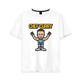 Женская футболка хлопок Oversize с принтом Chef Curry в Рязани, 100% хлопок | свободный крой, круглый ворот, спущенный рукав, длина до линии бедер
 | and1 | basketball | curry | game | golden state | nba | player | slam dunk | sport | stephen | streetball | team | warriors | баскетбол | баскетболист | игра | игрок | карри | мяч | нба | победа | слэм данк | спорт | стефен | тренер | чемпион