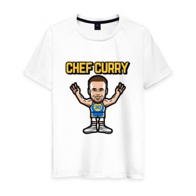 Мужская футболка хлопок с принтом Chef Curry в Рязани, 100% хлопок | прямой крой, круглый вырез горловины, длина до линии бедер, слегка спущенное плечо. | and1 | basketball | curry | game | golden state | nba | player | slam dunk | sport | stephen | streetball | team | warriors | баскетбол | баскетболист | игра | игрок | карри | мяч | нба | победа | слэм данк | спорт | стефен | тренер | чемпион