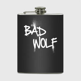 Фляга с принтом Bad wolf в Рязани, металлический корпус | емкость 0,22 л, размер 125 х 94 мм. Виниловая наклейка запечатывается полностью | Тематика изображения на принте: bbc | dimension | dr who | jenna coleman | jodie whittaker | matt smith | relative | resolution | space | tardis | the doctor | time | галлифрей | джоди уиттакер | доктор кто | тардис