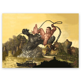 Поздравительная открытка с принтом Aniki Fight Art в Рязани, 100% бумага | плотность бумаги 280 г/м2, матовая, на обратной стороне линовка и место для марки
 | aniki | aquarell | art | billy | billy herrington | gachi | gachimuchi | van | акварель | аники | арт | вэн | гачи | гачибасс | гачимучи