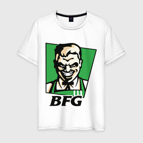 Мужская футболка хлопок с принтом BFG в Рязани, 100% хлопок | прямой крой, круглый вырез горловины, длина до линии бедер, слегка спущенное плечо. | bfg | doom | doom eternal | дум