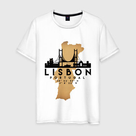 Мужская футболка хлопок с принтом Лиссабон (Португалия) в Рязани, 100% хлопок | прямой крой, круглый вырез горловины, длина до линии бедер, слегка спущенное плечо. | Тематика изображения на принте: city | lisbon | portugal | ronaldo | travel | город | европа | карта | лиссабон | мир | португалия | приключение | путешествие | роналду | столица | страна | тиризм | турист | флаг