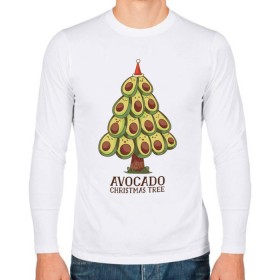 Мужской лонгслив хлопок с принтом Елочка Авокадо в Рязани, 100% хлопок |  | avocado | christmas | deer | new year | santa | tree | winter | авокадо | дед мороз | ёлочка | зима | зимние | новый год | санта