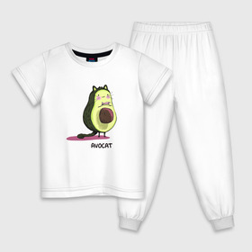 Детская пижама хлопок с принтом Авокот в Рязани, 100% хлопок |  брюки и футболка прямого кроя, без карманов, на брюках мягкая резинка на поясе и по низу штанин
 | avocat | авокадо | кот | рисунок