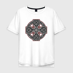 Мужская футболка хлопок Oversize с принтом Кельтский крест в Рязани, 100% хлопок | свободный крой, круглый ворот, “спинка” длиннее передней части | кельтские | кельтский | крест | культура | славяне