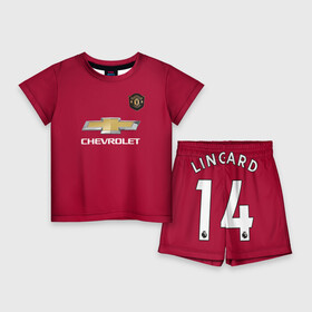 Детский костюм с шортами 3D с принтом Lingard Manchester United в Рязани,  |  | champions | football | lingard | manchester | manchester united | soccer | united | лига чемпионов | лингард | манчестер | манчестер юнайтед | форма | формы | футбол | юнайтед