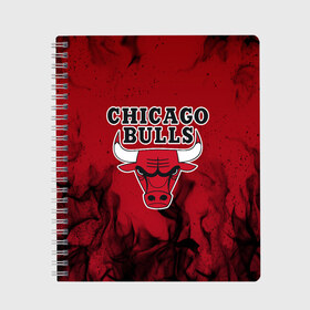 Тетрадь с принтом CHICAGO BULLS в Рязани, 100% бумага | 48 листов, плотность листов — 60 г/м2, плотность картонной обложки — 250 г/м2. Листы скреплены сбоку удобной пружинной спиралью. Уголки страниц и обложки скругленные. Цвет линий — светло-серый
 | 23 | bright | bulls | chicago bulls | fire | flame | heat | jordan | light | logo | michael jordan | nba | paris saint germain | psg | red | sport | wildfire | быки | джордан | искры | лого | майкл джордан | огненный | огонь | пламя | пожар