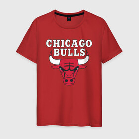 Мужская футболка хлопок с принтом CHICAGO BULLS в Рязани, 100% хлопок | прямой крой, круглый вырез горловины, длина до линии бедер, слегка спущенное плечо. | bulls | chicago | chicago bulls | nba | red bulls | usa | америка | быки | нба | сша | чикаго буллс