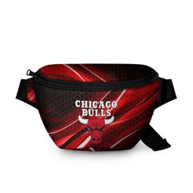 Поясная сумка 3D с принтом CHICAGO BULLS в Рязани, 100% полиэстер | плотная ткань, ремень с регулируемой длиной, внутри несколько карманов для мелочей, основное отделение и карман с обратной стороны сумки застегиваются на молнию | bulls | chicago | chicago bulls | nba | red bulls | usa | америка | быки | нба | сша | чикаго буллс