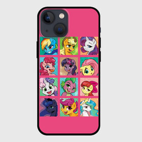 Чехол для iPhone 13 mini с принтом My little pony в Рязани,  |  | applejack | little | magic | mlp | my | pinkie pie | pony | rainbow dash | rarity | sto luchshih detskih printov | twilight | дракон | дружба | единорог | искорка | пони | селестия | спайк | сумеречная | это чудо