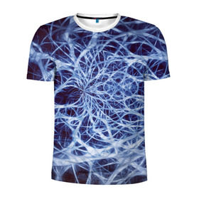 Мужская футболка 3D спортивная с принтом Nerves в Рязани, 100% полиэстер с улучшенными характеристиками | приталенный силуэт, круглая горловина, широкие плечи, сужается к линии бедра | nerves | абстрактно | абстрактные | абстрактный | абстракция | нейронная | неон | неонка | неоновые | нерв | нервная | нервы | объёмные | объёмный | светящиеся | светящийся | сетка | сеть | система
