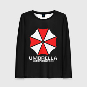 Женский лонгслив 3D с принтом UMBRELLA CORP | АМБРЕЛЛА КОРП в Рязани, 100% полиэстер | длинные рукава, круглый вырез горловины, полуприлегающий силуэт | ada wong | biohazard | leon | nemesis | project resistance | raccoon city | re | re3 | resident evil | resident evil 3 | rpd | stars | umbrella | ада вонг | амбрелла | немезис | ужасы