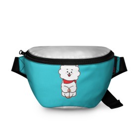 Поясная сумка 3D с принтом BTS BT21 RJ в Рязани, 100% полиэстер | плотная ткань, ремень с регулируемой длиной, внутри несколько карманов для мелочей, основное отделение и карман с обратной стороны сумки застегиваются на молнию | bt21 | bts | j hope | jimin | jin | jungkook | k pop | puzzle star bt21 | rj | rm | suga | v | для детей | игра | музыка