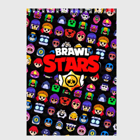 Скетчбук с принтом BRAWL STARS в Рязани, 100% бумага
 | 48 листов, плотность листов — 100 г/м2, плотность картонной обложки — 250 г/м2. Листы скреплены сверху удобной пружинной спиралью | 8 bit | brawl stars | crow | crow phoenix. | leon | leon shark | бравл старс | браво старс | ворон | игра бравл | леон | леон шарк | оборотень