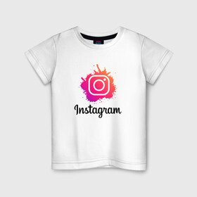 Детская футболка хлопок с принтом INSTAGRAM в Рязани, 100% хлопок | круглый вырез горловины, полуприлегающий силуэт, длина до линии бедер | insta | instagram | instagramm | social | видео | инста | инстаграм | инстаграмм | приложение | социальная сеть | фото