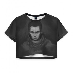 Женская футболка Crop-top 3D с принтом Sekiro Art в Рязани, 100% полиэстер | круглая горловина, длина футболки до линии талии, рукава с отворотами | art | die | game | ninja | sekiro | shadows | twice | арт | игра | ниндзя | самураи | самурай | синобу | япония