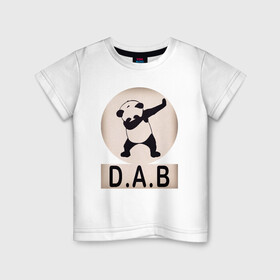 Детская футболка хлопок с принтом DAB Panda в Рязани, 100% хлопок | круглый вырез горловины, полуприлегающий силуэт, длина до линии бедер | best | dab | dabbig | dance | freedom | hip hop | music | panda | rap | даб | даббинг | животные | крутой | лучший | медведь | музыка | панда | рэп | рэпер | свобода | танец | хип хоп