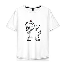 Мужская футболка хлопок Oversize с принтом Dabbing Dog в Рязани, 100% хлопок | свободный крой, круглый ворот, “спинка” длиннее передней части | Тематика изображения на принте: 
