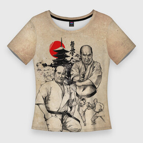 Женская футболка 3D Slim с принтом Масутацу Ояма в Рязани,  |  | боевое искусство | боец | карате | каратэ | каратэ боец | каратэ воин | каратэ до | карте кёкусинкай | кёкусинкай | киокусинкай | пустая рука | путь пустой руки | рука тан | самооборона