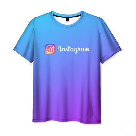 Мужская футболка 3D с принтом INSTAGRAM GRADIENT в Рязани, 100% полиэфир | прямой крой, круглый вырез горловины, длина до линии бедер | Тематика изображения на принте: insta | instagram | instagramm | social | видео | инста | инстаграм | инстаграмм | приложение | социальная сеть | фото