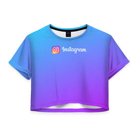 Женская футболка Crop-top 3D с принтом INSTAGRAM GRADIENT в Рязани, 100% полиэстер | круглая горловина, длина футболки до линии талии, рукава с отворотами | insta | instagram | instagramm | social | видео | инста | инстаграм | инстаграмм | приложение | социальная сеть | фото