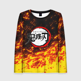 Женский лонгслив 3D с принтом Kimetsu no Yaiba яркое пламя в Рязани, 100% полиэстер | длинные рукава, круглый вырез горловины, полуприлегающий силуэт | demon slayer | demon slayer: kimetsu no yaiba | kimetsu | kimetsu no yaiba | nezuko | slayer | tanjiro | клинок рассекающий демонов | незуко | танджиро | шинобу кочо