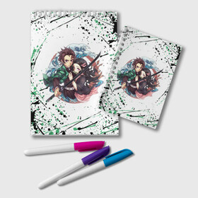 Блокнот с принтом KIMETSU NO YAIBA в Рязани, 100% бумага | 48 листов, плотность листов — 60 г/м2, плотность картонной обложки — 250 г/м2. Листы скреплены удобной пружинной спиралью. Цвет линий — светло-серый
 | Тематика изображения на принте: abstraction | demon slayer | geometry | kimetsu no yaiba | nezuko | shinobu | slayer | tanjiro | zenitsu | абстракция | геометрия | гию томиока | зенитсу | зенитцу | иноске хашибира | клинок рассекающий демонов | не | незуко | неон | соты | 