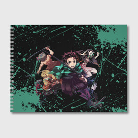 Альбом для рисования с принтом DEMON SLAYER KIMETSU NO YAIBA КЛИНОК РАССЕКАЮЩИЙ ДЕМОНОВ в Рязани, 100% бумага
 | матовая бумага, плотность 200 мг. | Тематика изображения на принте: demon slayer | kimetsu no yaiba | nezuko | shinobu | slayer | tanjiro | zenitsu | гию томиока | зенитсу | зенитцу | иноске хашибира | клинок рассекающий демонов | незуко | танджиро | шинобу кочо