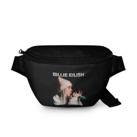 Поясная сумка 3D с принтом BILLIE EILISH в Рязани, 100% полиэстер | плотная ткань, ремень с регулируемой длиной, внутри несколько карманов для мелочей, основное отделение и карман с обратной стороны сумки застегиваются на молнию | ayelish | bad guy | bellyache | bilie eilish | bilie elish | billie | billie eilish | eilish | electronic | elish | music | били айлиш | билли айлиш | эйлиш | элиш