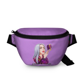 Поясная сумка 3D с принтом BILLIE EILISH в Рязани, 100% полиэстер | плотная ткань, ремень с регулируемой длиной, внутри несколько карманов для мелочей, основное отделение и карман с обратной стороны сумки застегиваются на молнию | ayelish | bad guy | bellyache | bilie eilish | bilie elish | billie | billie eilish | eilish | electronic | elish | music | били айлиш | билли айлиш | эйлиш | элиш