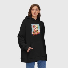 Худи SuperOversize хлопок с принтом Harley Quinn XX в Рязани, 70% хлопок, 30% полиэстер, мягкий начес внутри | карман-кенгуру, эластичная резинка на манжетах и по нижней кромке, двухслойный капюшон
 | birds of prey | harley quinn | марго робби | потрясающая история харли квин | харли квин | хищные птицы