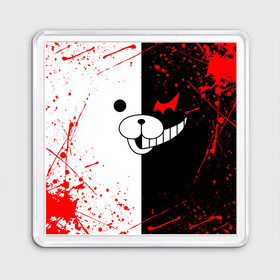 Магнит 55*55 с принтом MONOKUMA | МОНОКУМА в Рязани, Пластик | Размер: 65*65 мм; Размер печати: 55*55 мм | Тематика изображения на принте: anime | bear | black  white | danganronpa | kurokuma | monodam | monokuma | monomi | monotaro | rabbit | school | shirokuma | аниме | главарь | мoноми | монокума | черно белый | школа