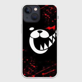 Чехол для iPhone 13 mini с принтом Monokuma красные брызги в Рязани,  |  | anime | bear | black  white | danganronpa | kurokuma | monodam | monokuma | monomi | monotaro | rabbit | school | shirokuma | аниме | главарь | мoноми | монокума | черно белый | школа