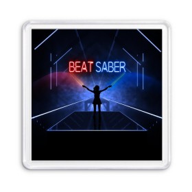 Магнит 55*55 с принтом Beat Saber в Рязани, Пластик | Размер: 65*65 мм; Размер печати: 55*55 мм | 3d | 3д | beat | saber | виртуальная | игра | реальность | ритм