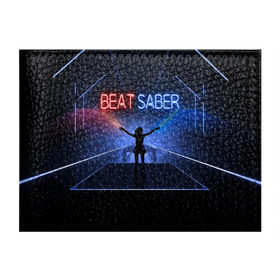 Обложка для студенческого билета с принтом Beat Saber в Рязани, натуральная кожа | Размер: 11*8 см; Печать на всей внешней стороне | Тематика изображения на принте: 3d | 3д | beat | saber | виртуальная | игра | реальность | ритм