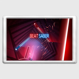 Магнит 45*70 с принтом Beat Saber в Рязани, Пластик | Размер: 78*52 мм; Размер печати: 70*45 | 3d | 3д | beat | saber | виртуальная | игра | реальность | ритм