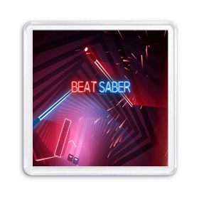 Магнит 55*55 с принтом Beat Saber в Рязани, Пластик | Размер: 65*65 мм; Размер печати: 55*55 мм | 3d | 3д | beat | saber | виртуальная | игра | реальность | ритм