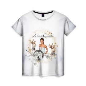 Женская футболка 3D с принтом ARIANA GRANDE в Рязани, 100% полиэфир ( синтетическое хлопкоподобное полотно) | прямой крой, круглый вырез горловины, длина до линии бедер | 3d | ariana grande | арт | звезды | исполнительница | лого | логотип | музыка | надпись | облако | певица | эмблема
