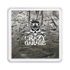 Магнит 55*55 с принтом Crazy garage в Рязани, Пластик | Размер: 65*65 мм; Размер печати: 55*55 мм | bones | garage | helmet | metal | orbits | skull | teeth | wrench | гаечный ключ | гараж | глазницы | зубы | металл | череп | шлем