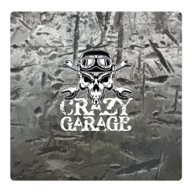 Магнитный плакат 3Х3 с принтом Crazy garage в Рязани, Полимерный материал с магнитным слоем | 9 деталей размером 9*9 см | bones | garage | helmet | metal | orbits | skull | teeth | wrench | гаечный ключ | гараж | глазницы | зубы | металл | череп | шлем