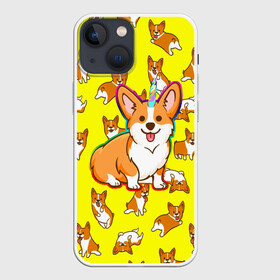 Чехол для iPhone 13 mini с принтом Corgi в Рязани,  |  | corgi | dog | dogs | волшебство | единорог | корги | мило | радуга | собаки | собачки