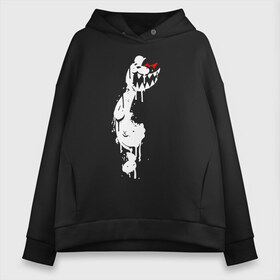 Женское худи Oversize хлопок с принтом Monokuma paint в Рязани, френч-терри — 70% хлопок, 30% полиэстер. Мягкий теплый начес внутри —100% хлопок | боковые карманы, эластичные манжеты и нижняя кромка, капюшон на магнитной кнопке | Тематика изображения на принте: danganronpa | eye | monokuma | paint | аватар | антагонист | брызги | глаз | игрушка | краска | медведь | монокума | мягкая | панда | потёки | робот