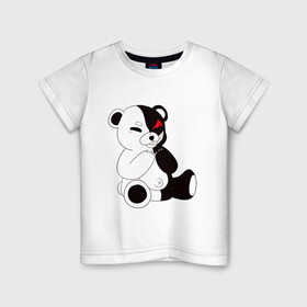 Детская футболка хлопок с принтом Monokuma в Рязани, 100% хлопок | круглый вырез горловины, полуприлегающий силуэт, длина до линии бедер | danganronpa | eye | monokuma | аватар | антагонист | глаз | игрушка | медведь | монокума | мягкая | панда | робот