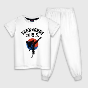 Детская пижама хлопок с принтом Taekwondo в Рязани, 100% хлопок |  брюки и футболка прямого кроя, без карманов, на брюках мягкая резинка на поясе и по низу штанин
 | Тематика изображения на принте: taekwondo | восточные единоборства | единоборства | теквондо | тхэквондо | тэквондо