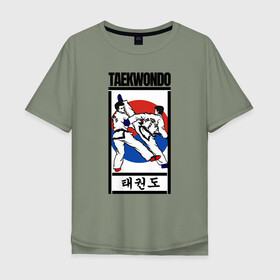 Мужская футболка хлопок Oversize с принтом Taekwondo в Рязани, 100% хлопок | свободный крой, круглый ворот, “спинка” длиннее передней части | Тематика изображения на принте: taekwondo | восточные единоборства | единоборства | теквондо | тхэквондо | тэквондо