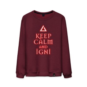 Мужской свитшот хлопок с принтом Keep calm and igni в Рязани, 100% хлопок |  | Тематика изображения на принте: igni | keep calm | keep calm and igni | the witcher | ведьмак | ведьмак 2 | ведьмак 3 | ведьмак сериал.ведьмак 1 | знак | знак игни | игни | сериал ведьмак